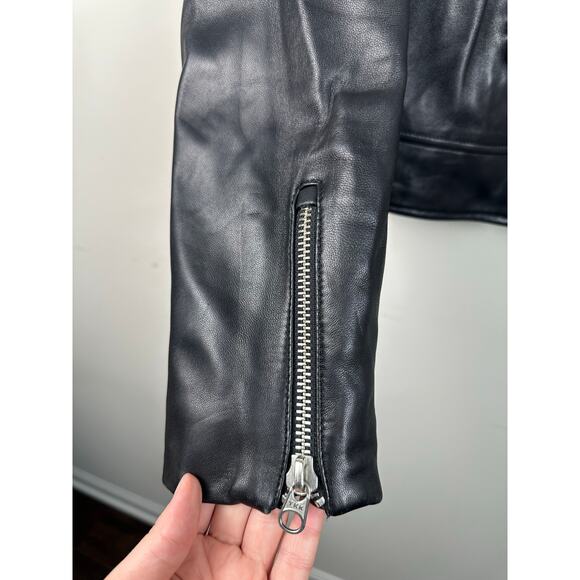 Mackage Black Lamb Leather Down Insulated Biker Moto Motorcycle Jacket Small EUC - Picture 7 of 8